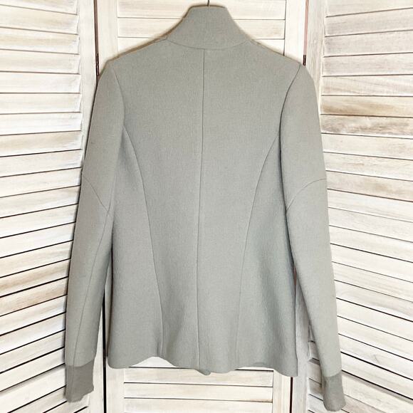 IRO Curty Virgin Wool Longline Slim Moto Jacket Blazer Beige Gray 40 US 8 - Picture 8 of 12